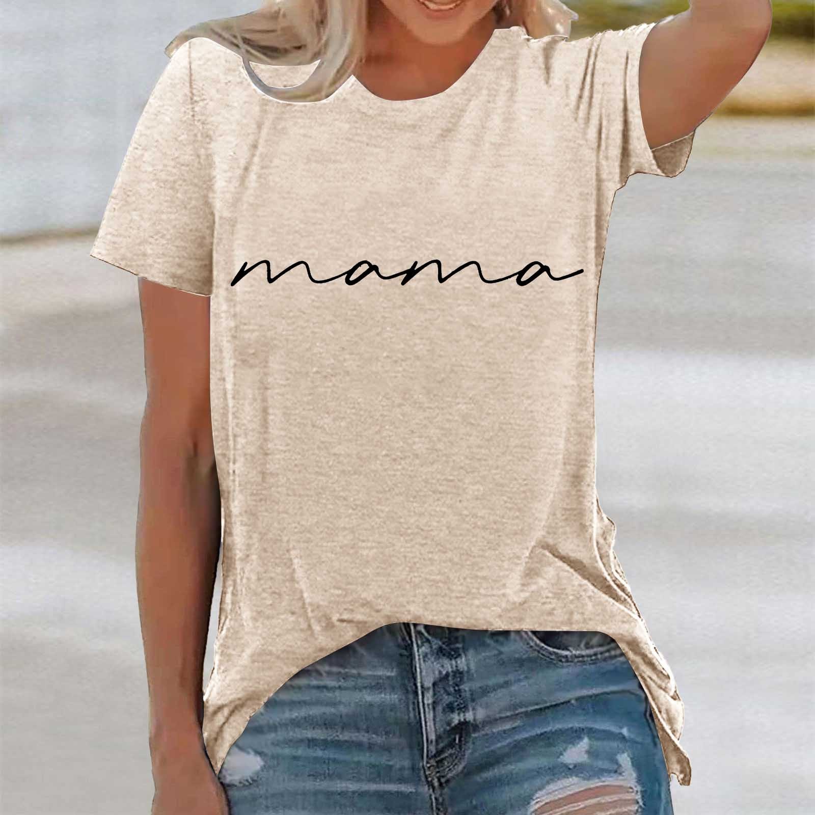 thumbnail image 2 of Camiseta informal de cuello redondo estampada para mujer: manga corta, corte holgado, encaje entretejido, diseño irregular para primavera/verano/otoño, 2 of 5